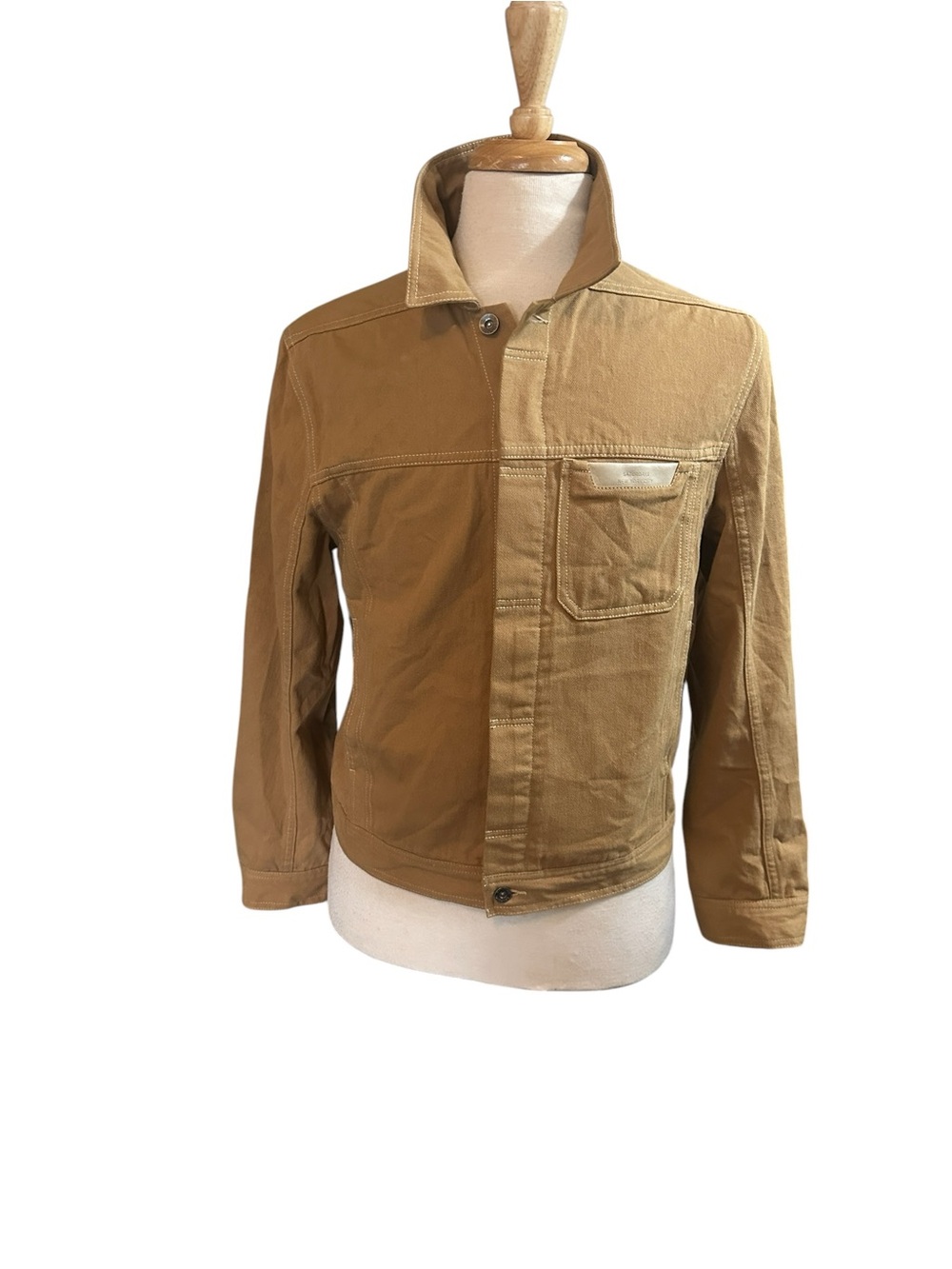 Saturdays NYC  Men’s Denim Cotton Cropped Trucker Button LS Khaki Small Jacket
